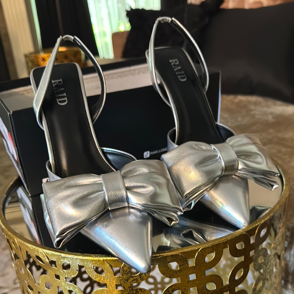Silver Bow Heels for Women